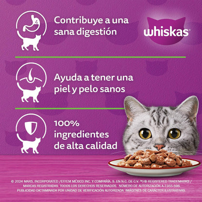Whiskas Sobres para Gatos Adultos Esterilizados Sabor Res 24 Piezas de 85gr