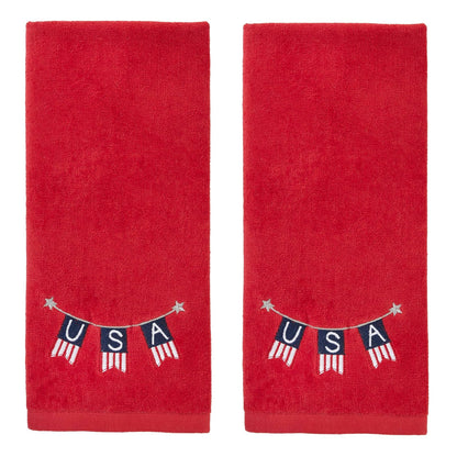 SKL HOME by Saturday Knight Ltd. USA Banner Toalla de Mano, Paquete de 2, Rojo
