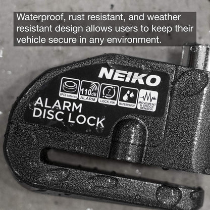 Neiko Candado de Motocicleta Antirrobo con Alarma 52908A | Bloqueo de disco, sensor de movimiento, 110 dB, compatible con motocicletas, , scooters