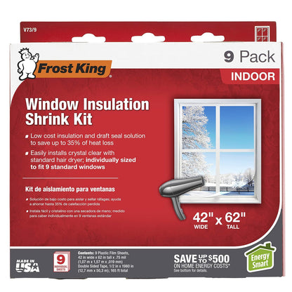 Frost King Kit de aislamiento para ventana, 9-Pack, Transparente