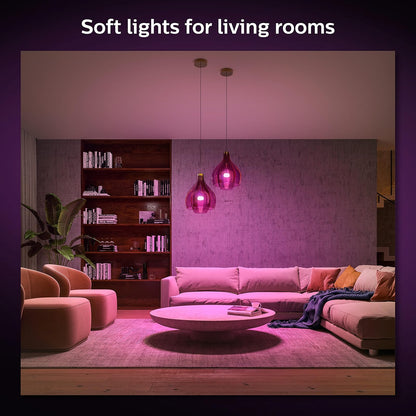Philips Hue Color A19 foco LED inteligente 2PK + Puente Hue - Blanco y Ambiente de Color