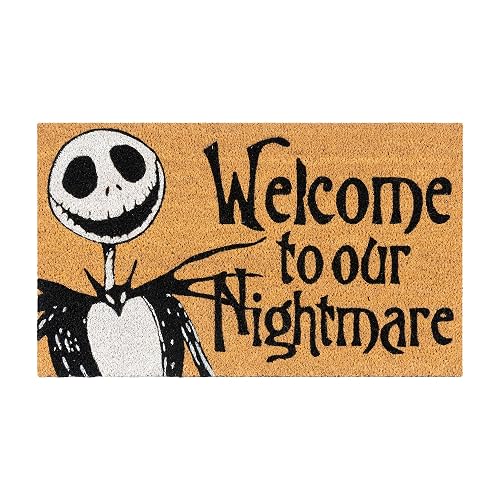 Gertmenian Nightmare Before Christmas - Felpudo de de 2 x 3 (Paquete de 2), Ideal para Zonas de Alto tráfico en Puerta Delantera, cochera, Entrada, Pesadilla de /Jack & Sally,