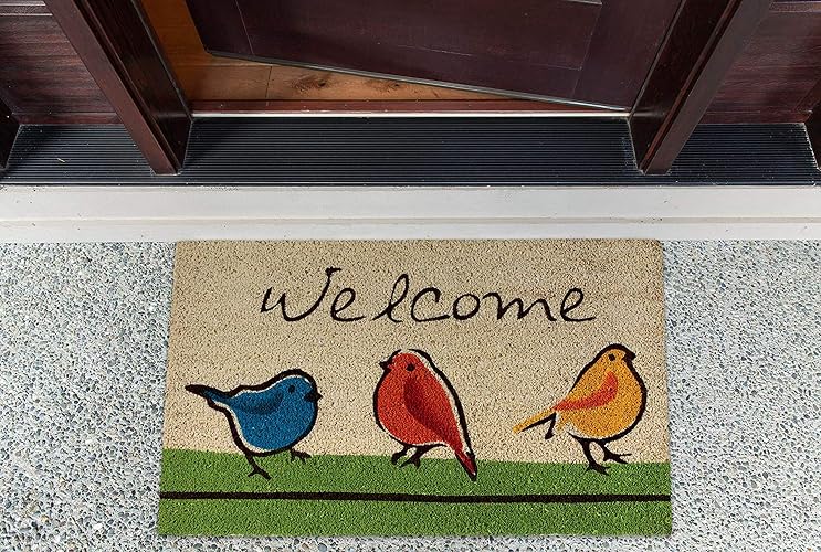 DII Natural Coir Fiber, 18x30" Entry Way Outdoor Door Mat with Non Slip Backing - For the Birds