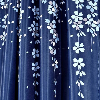 Lush Decor - Paneles de Cortina para Ventana con Filtro de luz, par, 52 Pulgadas de Ancho x 63 Pulgadas de Largo + cabecera de 2 Pulgadas, Color Azul Marino, Encantadoras Cortinas Florales Modernas
