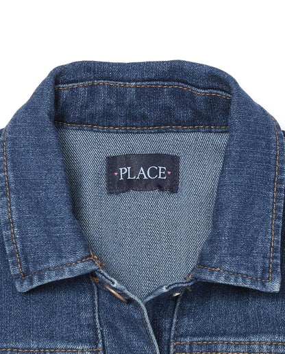 The Childrens Place Big Girls chaqueta mezclilla con parches