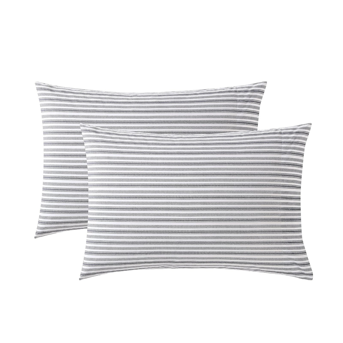 Nautica Juego de Fundas de Almohada de Percal - Rayas Rojas - Pillowcase Set - Coleridge Stripe Charcoal