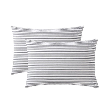 Nautica Juego de Fundas de Almohada de Percal - Rayas Rojas - Pillowcase Set - Coleridge Stripe Charcoal