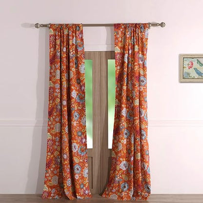 Greenland Home Astoria Paneles de Cortina, Conjunto de 4 Piezas, Forradas con ataduras, 160 cm de Largo, Naranja