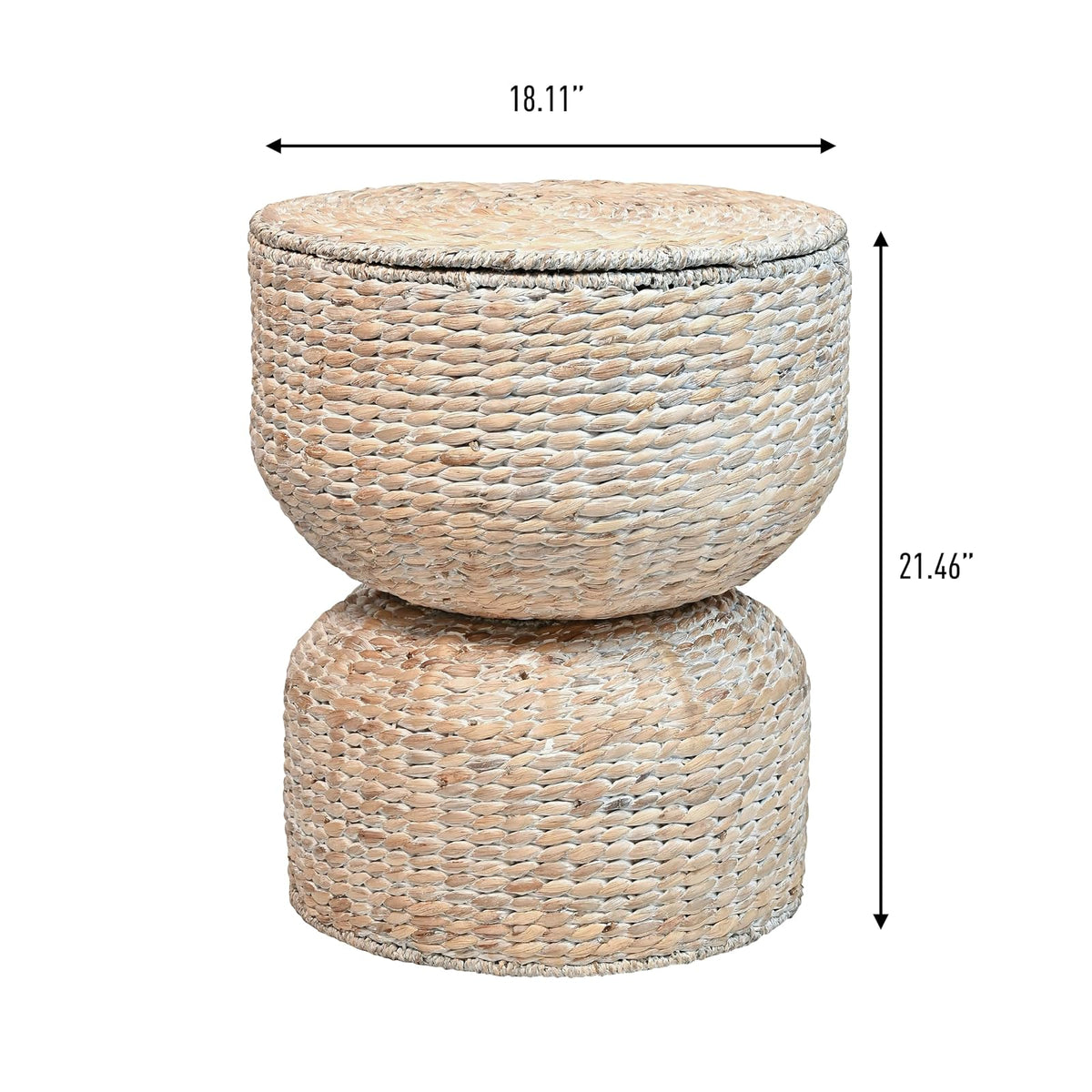 happimess Bhola - Mesa Decorativa de Almacenamiento, 18 Pulgadas Ancho x 18 Pulgadas. Profundidad x 21.5 Pulgadas. H, Lavado Blanco