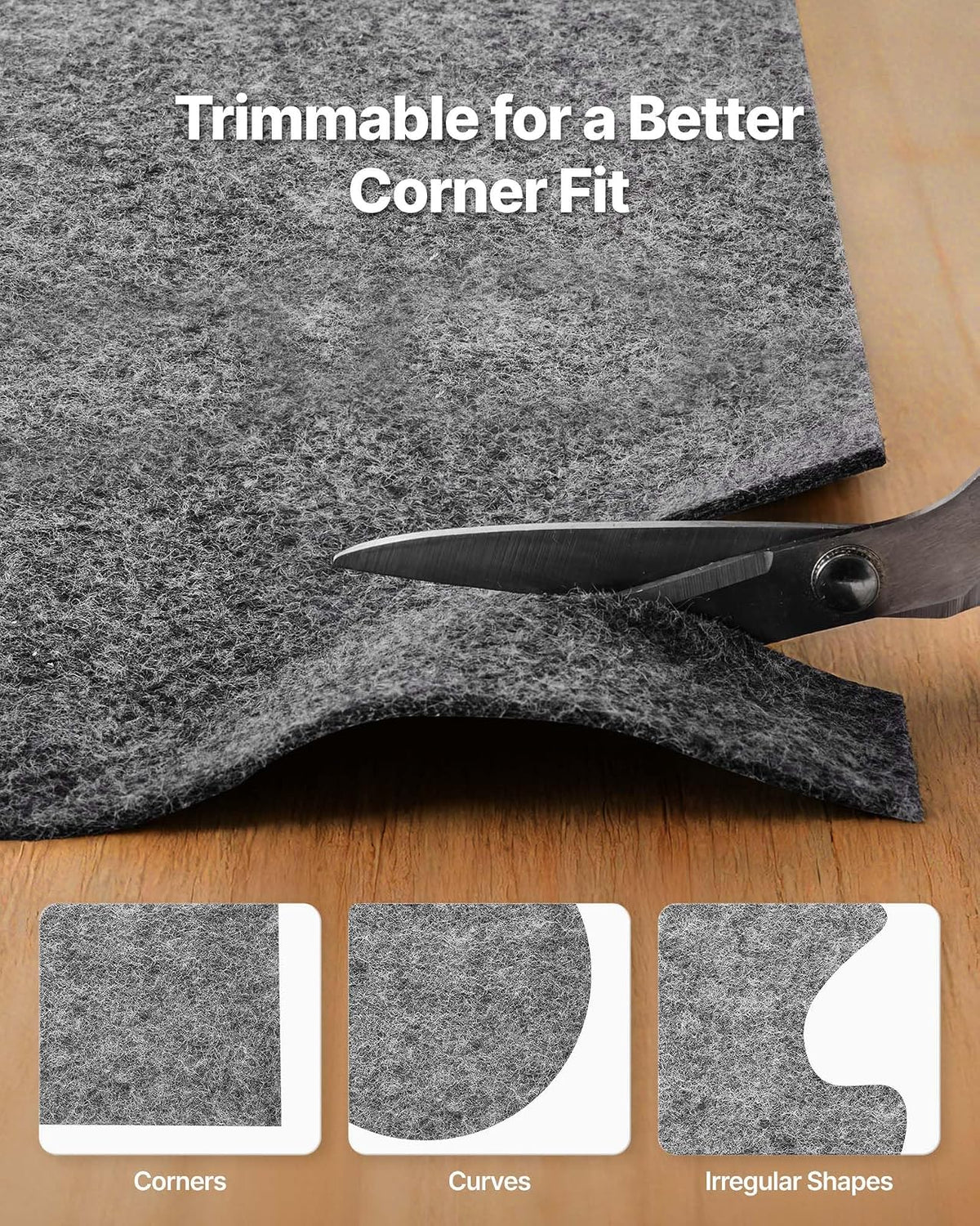 VEVOR Alfombrilla Antideslizante para Alfombras 91,44 x 152,4 cm, Base Antideslizante con Doble Superficie de Fieltro y Agarre de Goma, Protege Suelos y Mantiene Alfombras en Su Lugar, Gris Claro