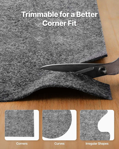 VEVOR Alfombrilla Antideslizante para Alfombras 91,44 x 152,4 cm, Base Antideslizante con Doble Superficie de Fieltro y Agarre de Goma, Protege Suelos y Mantiene Alfombras en Su Lugar, Gris Claro