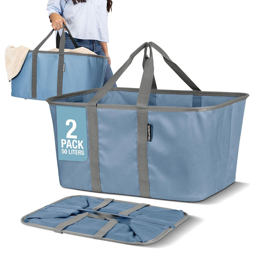 CleverMade - Bolsa de lavandería plegable para ropa y lavandería, paquete de 2 unidades, 50 L, paquete de 2 unidades de 50 L, contenedor plegable para almacenamiento de ropa