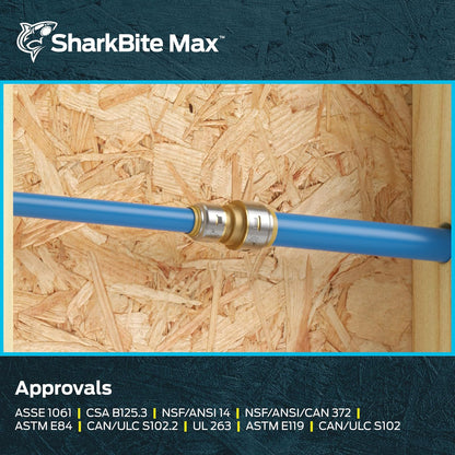 SharkBite Acoplamiento Reductor 3/4" x 1/2", Empuje para Conectar, Latón, Sin Plomo, PEX, Cobre, CPVC, PE-RT, HDPE, UR058A