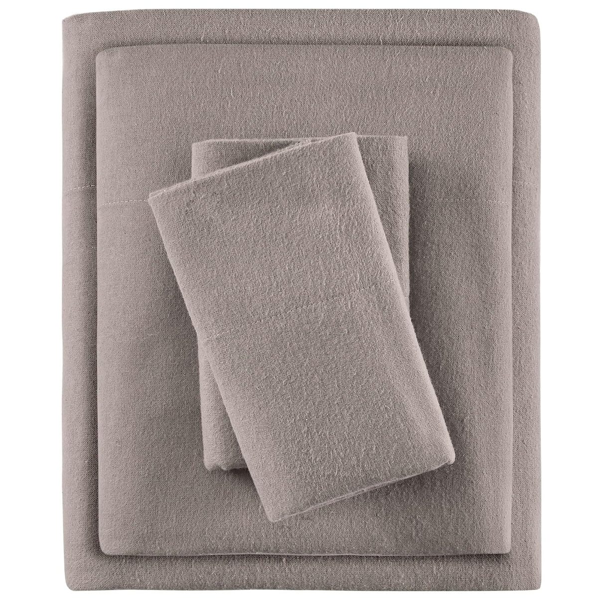 True North Juego de Sábanas de Franela 100% Algodón 4 Piezas - Gris (Grey Solid) - Twin