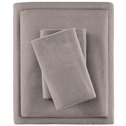 True North Juego de Sábanas de Franela 100% Algodón 4 Piezas - Gris (Grey Solid) - Twin