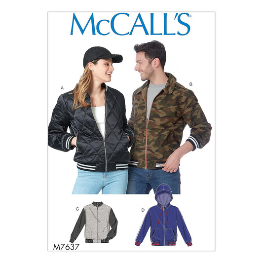 McCall's Patterns M7637 XN - Patrones de costura para chaquetas de hombre y mujer, talla XL-XXL-3XL