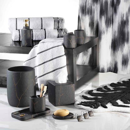Nicole Miller - Toallas, Juego de 4 Toallas Suaves y absorbentes, Esenciales para recámara (colección Syndey, Blanco/Negro)