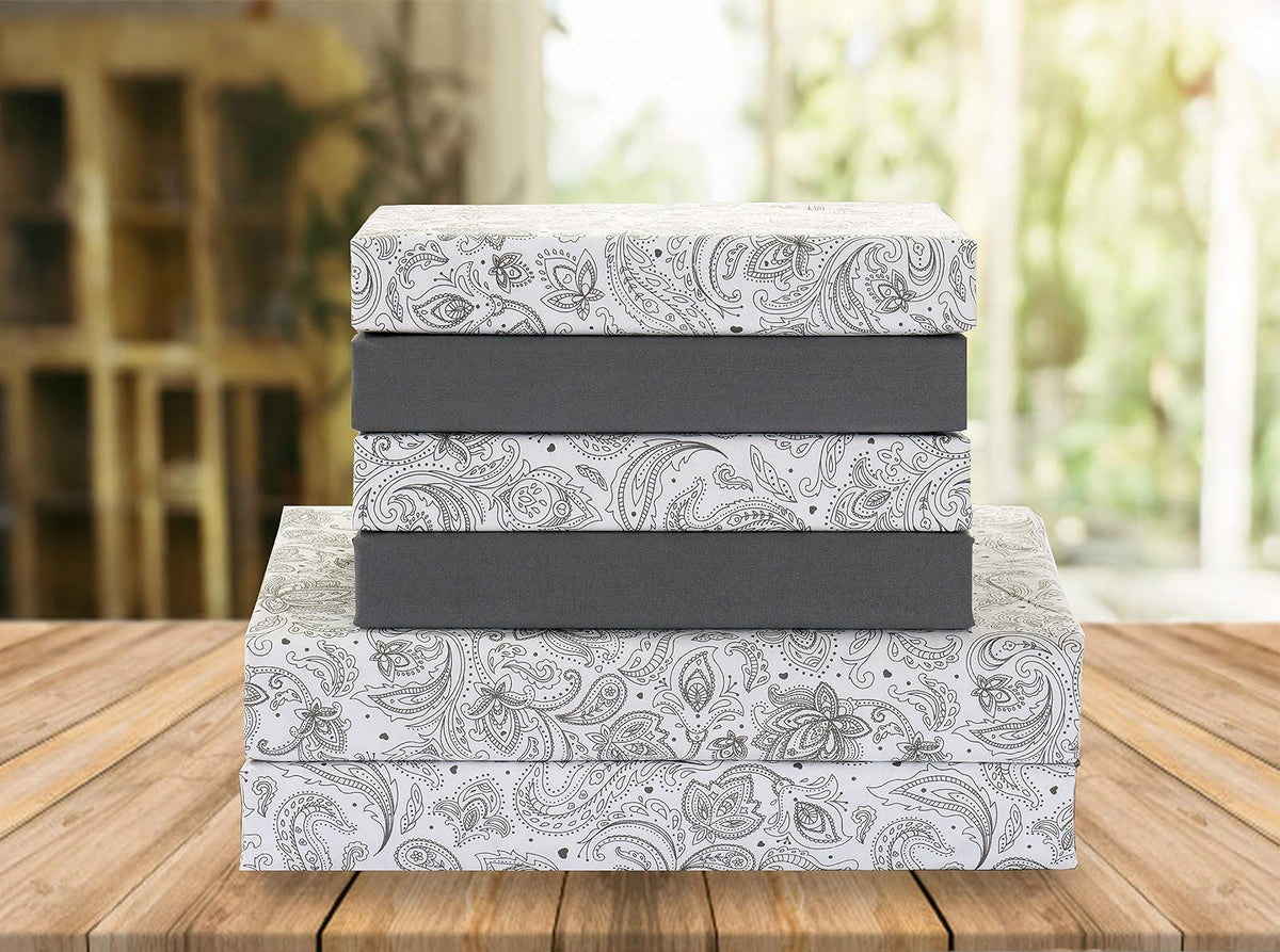 Elegant Comfort Juego de Sábanas de Microfibra Bloomingdale - Queen - Paisley Grey