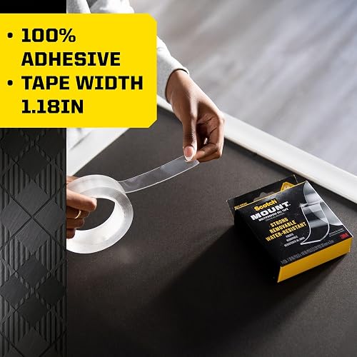 Scotch-Mount - Cinta de gel multiusos, cinta de doble cara para aplicaciones resistentes, cinta de montaje extraíble, cinta nanocinta, cinta de montaje transparente resistente al agua, soporta hasta