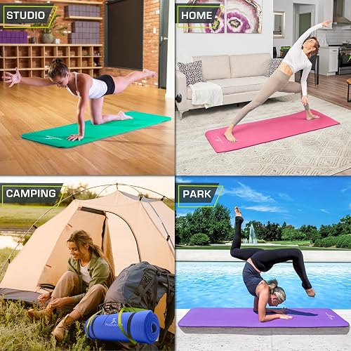 ProsourceFit - Colchoneta extra gruesa para yoga y pilates, 13 mm (½ pulgada) y 180 cm de largo, con espuma cómoda y correa de transporte