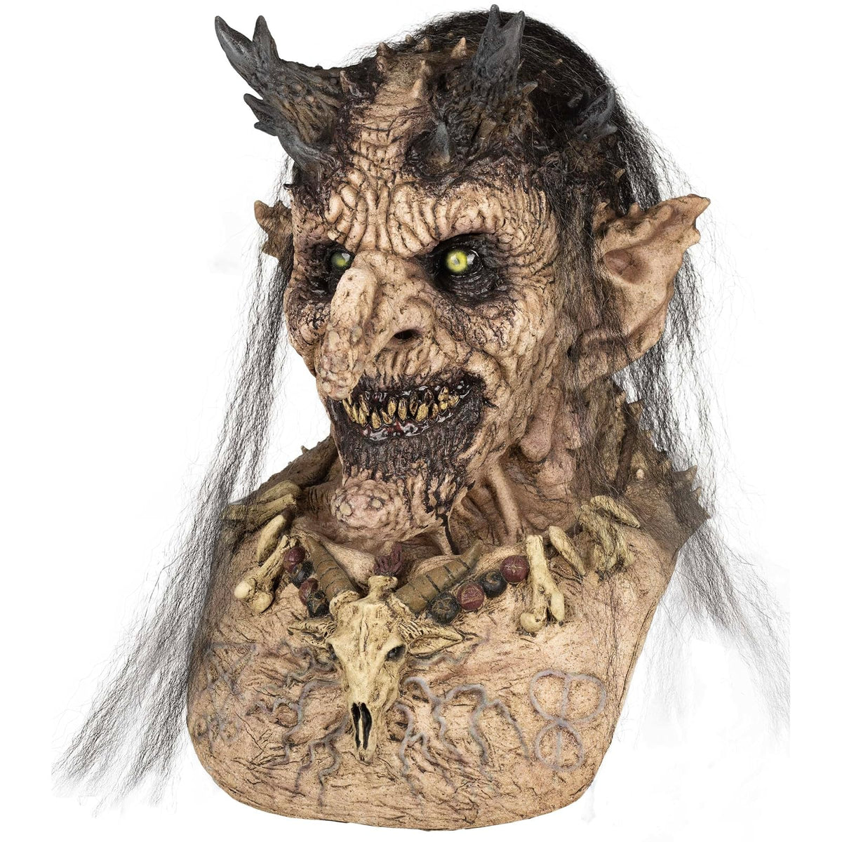 Ghoulish Productions Máscara De Látex Priestess of Hell Flesh, Accesorio Látex Cosplay Bruja, Disfraz Aterrador para Halloween y Fiestas Temáticas, Cosplay Witch Guardiana, Diseño Artesanal Head Mask