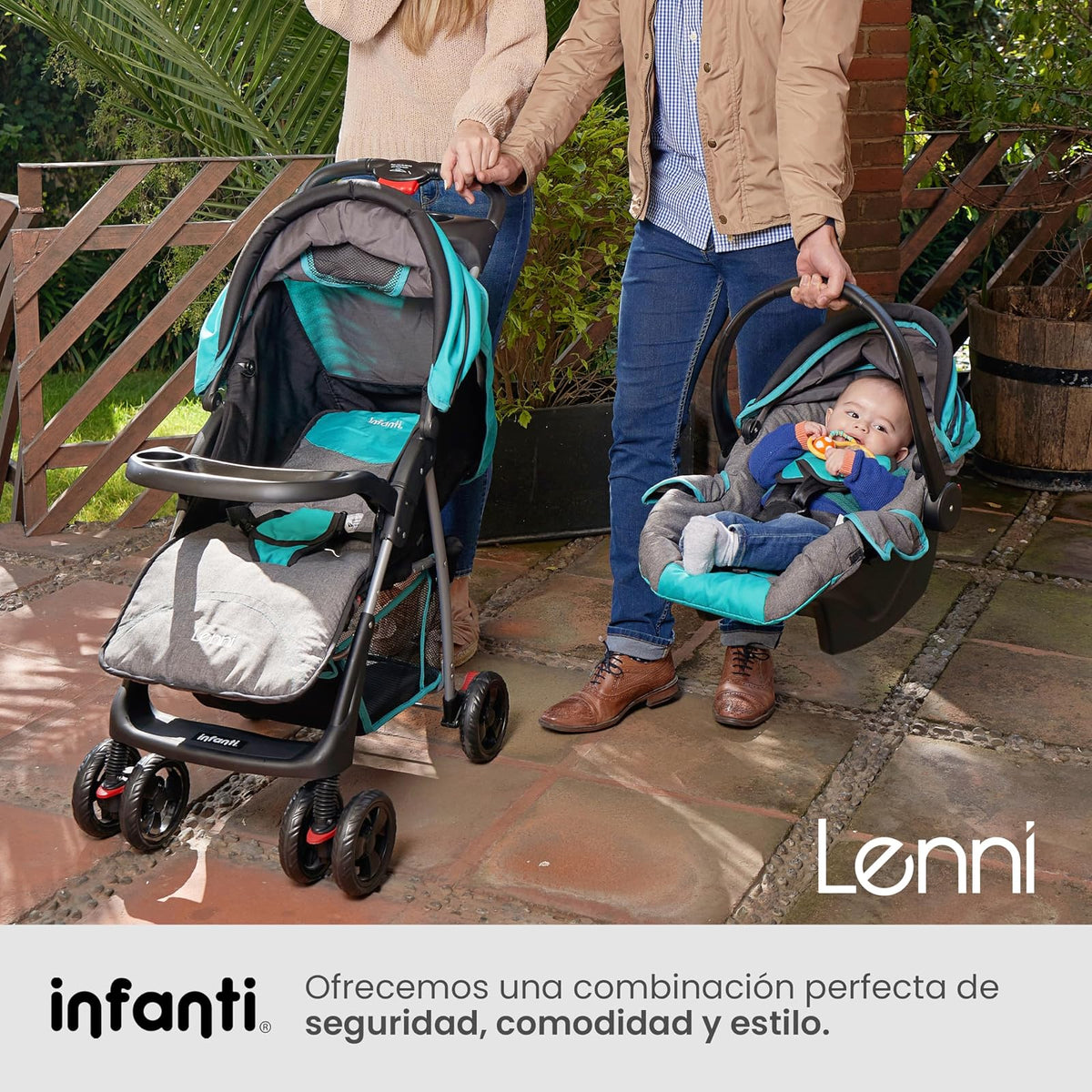 INFANTI | Carriola Para Bebe LENNI | Carreola con Portabebé - Sistema De Viaje | Travel System - Accesorios de hasta 15kg | Charola Desmontable y Plegable | Con Portavasos | Color Rojo