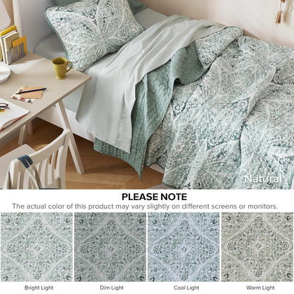 Comfort Spaces - Juego de edredón Estilo Bohemio para Cama Individual Reversible con diseño de Fideos para Todas Las Estaciones, Ligera, Colcha de Invierno, Fundas de Almohada, Gloria, Individual o