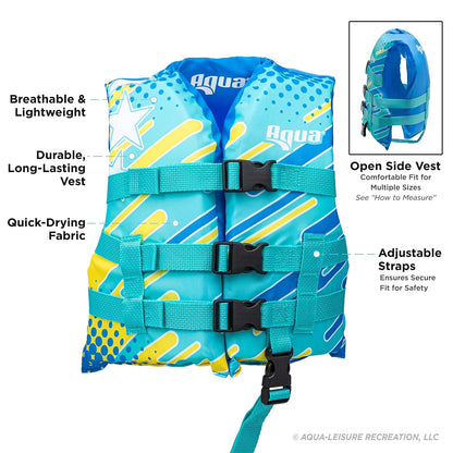 Aqua US Coast Guard-Approved Life Jacket, PFD with Comfortable Flex-Form-Fit Design, Infants/Kids/Youth