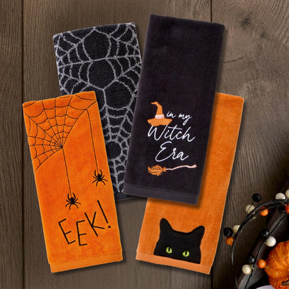 SKL Home - Juego de Toallas de Mano Bordadas 100% algodón, 2 Piezas, Decorativas para baño/Cocina/Bar y Regalo, Color Naranja
