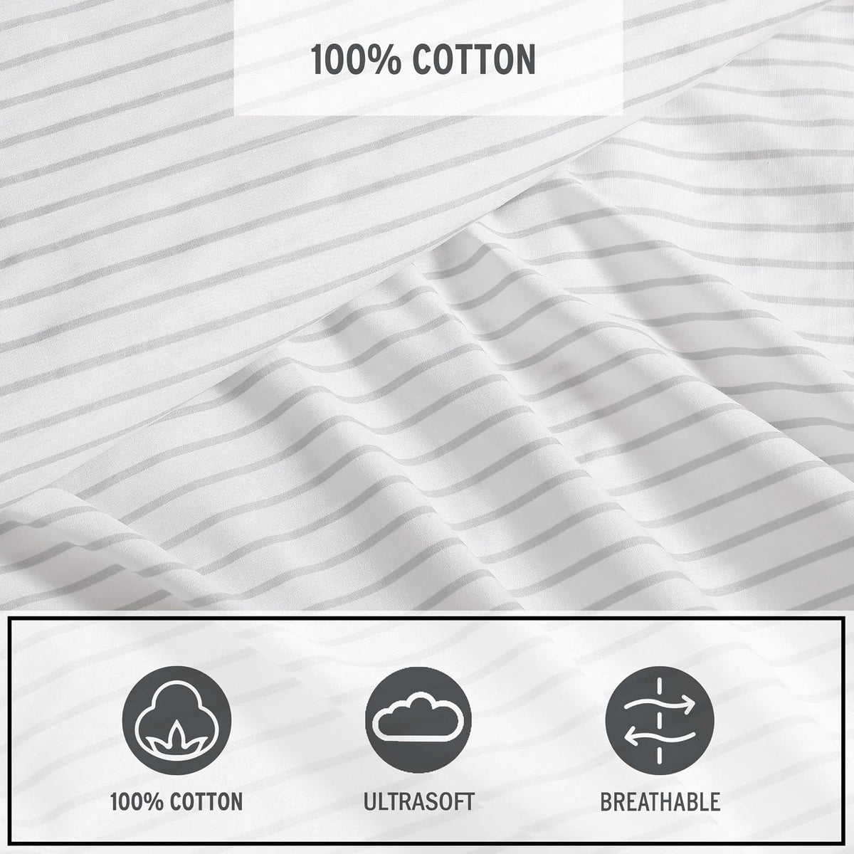 Eddie Bauer - Juego de sábanas, Ropa de Cama de percal de algodón de Lujo con Funda de Almohada a Juego, crujiente y Fresco, Totalmente elástico (Gris Arden, Individual)