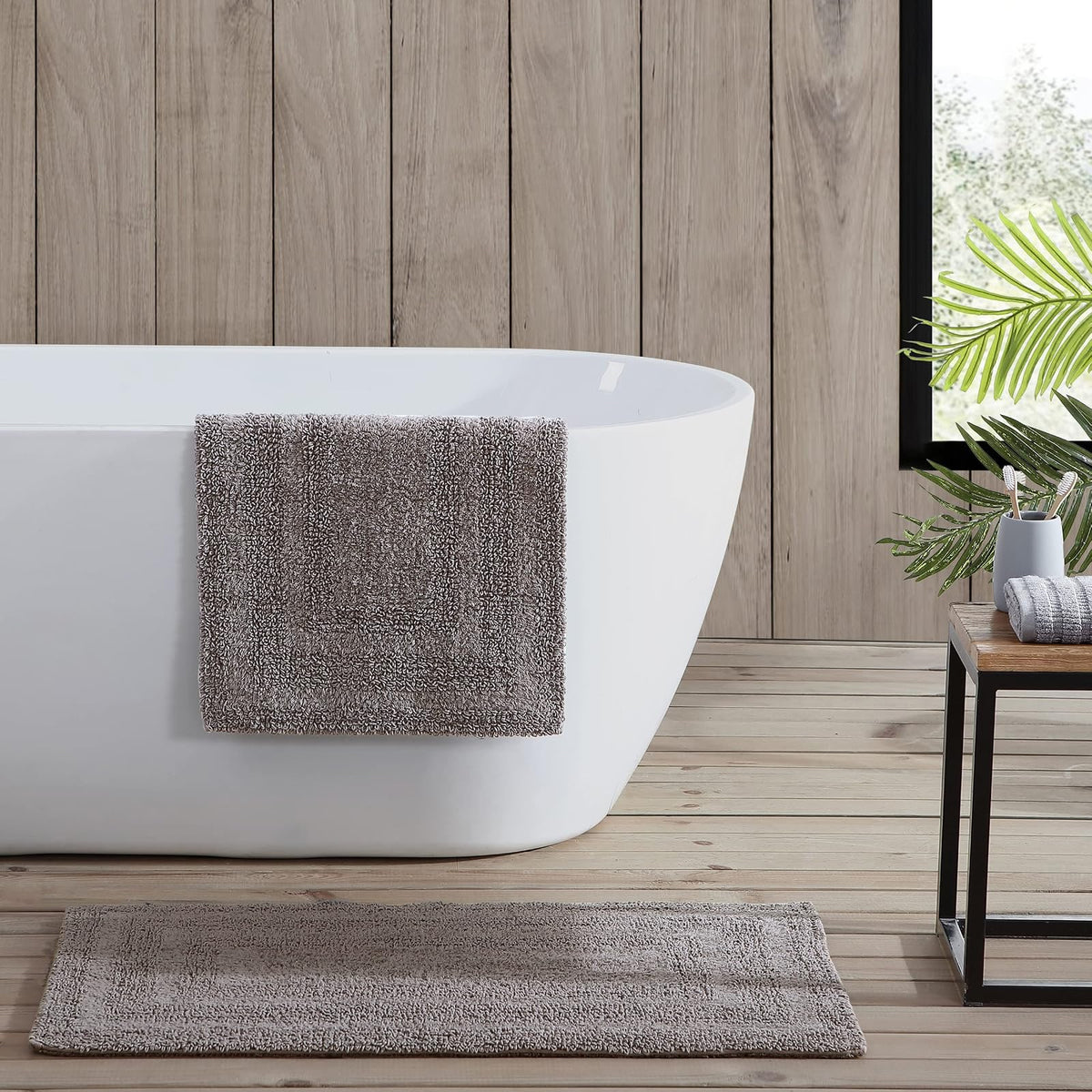 Eddie Bauer Home Rugs - Alfombra de baño de algodón Suave, superabsorbente y de Secado rápido, 2 Piezas, Logan Color café Medio
