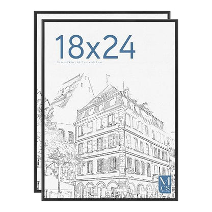 MCS Marco de póster original, 18 x 24 pulgadas, negro, juego de 2