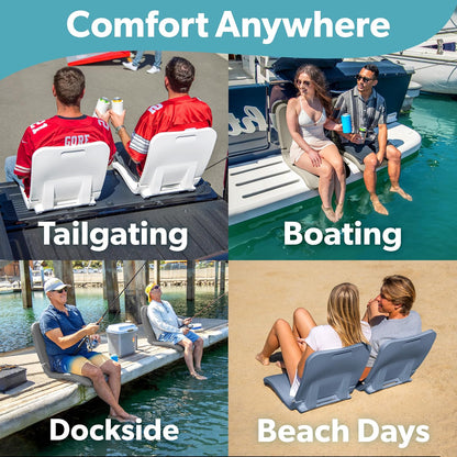 GoSports Coast Modern - Silla portátil para alberca, Plegable, para Adultos, para Piscina, Playa, portón Trasero y Estadio, plástico Duradero con Soporte de Espalda, Color Gris