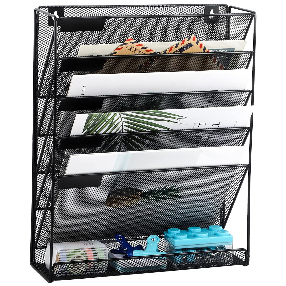 EASEPRES Organizador de archivos de malla de 5 niveles negro organizador de archivos colgante vertical para oficina y hogar