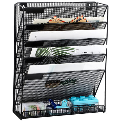 EASEPRES Organizador de archivos de malla de 5 niveles negro organizador de archivos colgante vertical para oficina y hogar