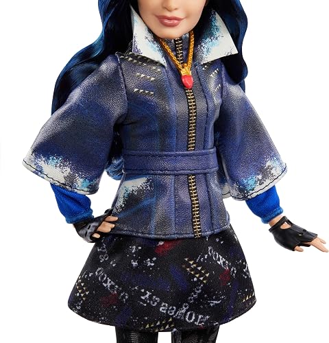 Mattel Descendants Evie Isle of The Lost Déth Anniversary Muñeca de Moda con Traje extraíble, Accesorio y articulaciones Flexibles, Inspirada en Las películas