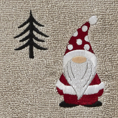 SKL Home - Juego de 2 Toallas de Mano de gnomo navideño/Invierno, para baño, Cocina, Bar y Regalo, Gris/Rojo