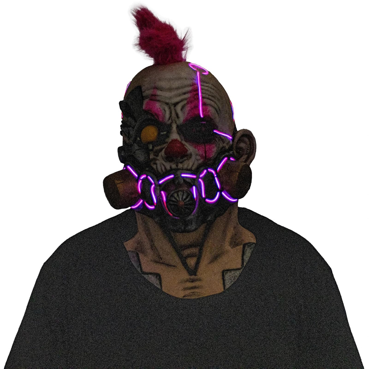 Ghoulish Productions Máscara De Látex Clown Muzzle, Accesorio Pink Payaso Luminoso, Disfraz Aterrador Halloween y Fiestas Temáticas, Cosplay Ciberpunk Clown, Diseño Artesanal Máscara Luminosa