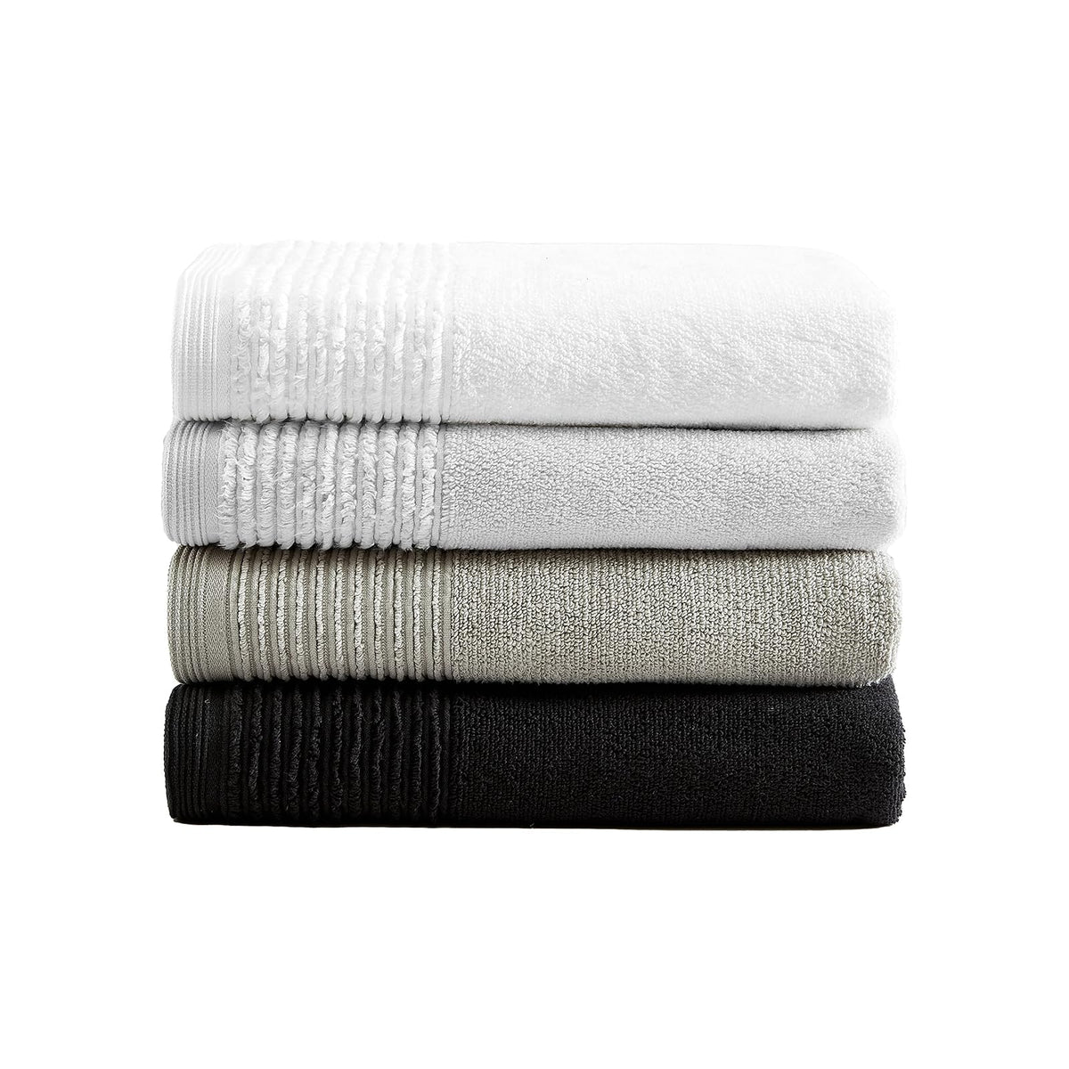 Vera Wang - Toallas de baño, Altamente absorbentes y súper Suaves, Esenciales de baño, Certificado Oeko-Tex, (Plisado esculpido, Negro, 6 Piezas)