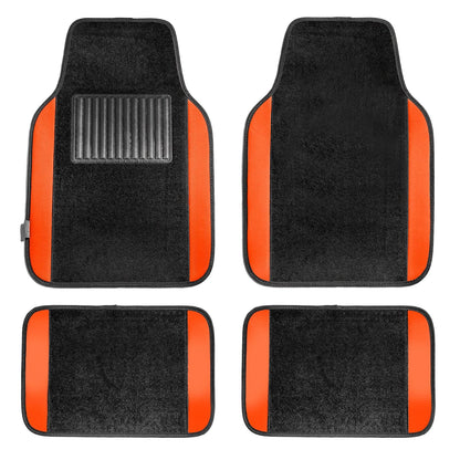 FH Group - Tapetes de Cuero sintético para Automóvil, Resistentes, Rojo/Negro - Orange
