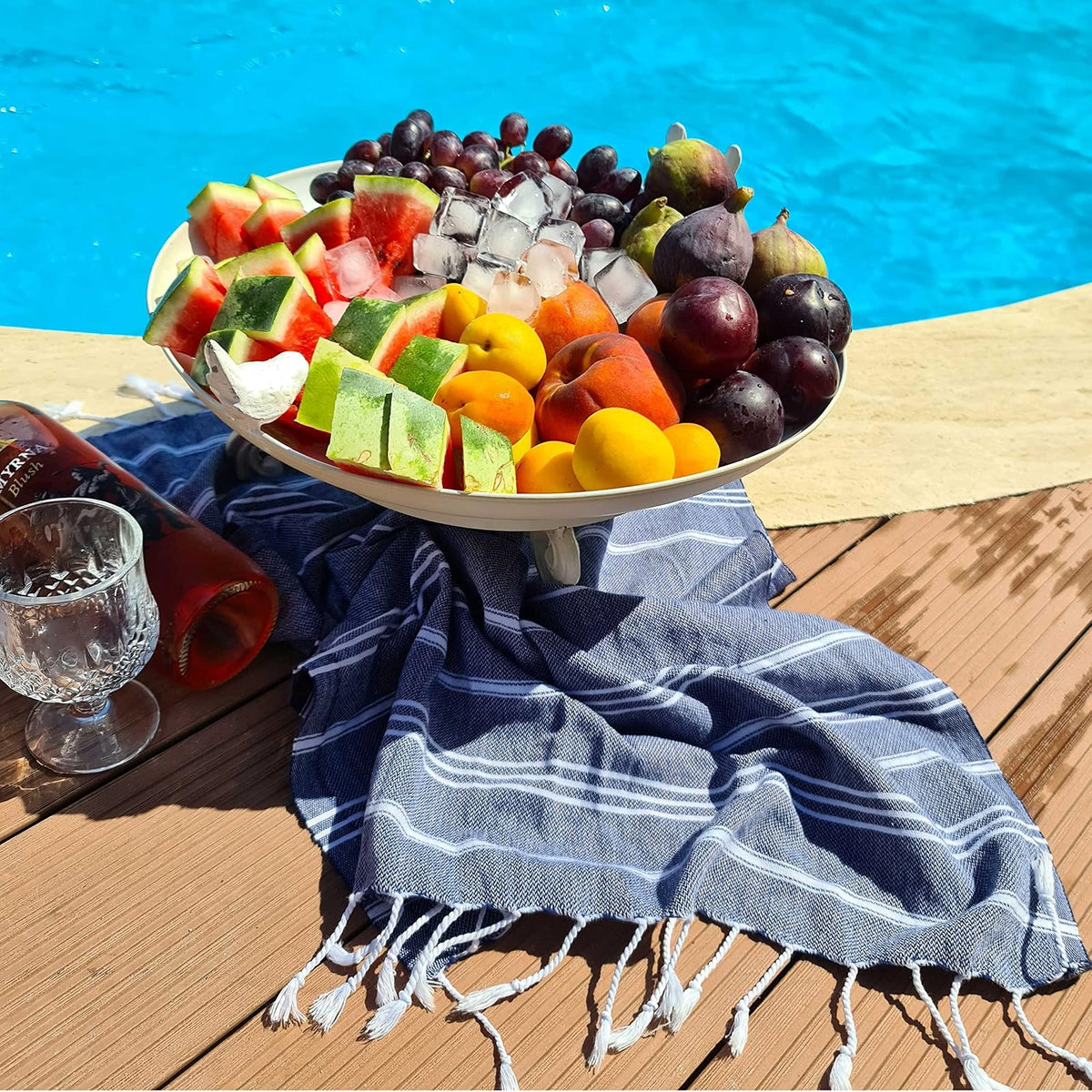 Cacala - Toalla de cocina turca Hand Face Pestemal Fouta para el cuidado del bebé, 23 x 36 pulgadas, azul oscuro