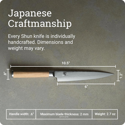Shun Classic Blonde - Cuchillo multiusos (15,2 cm), mango de madera de Pakkawood, hoja VG-MAX (DM0701W)