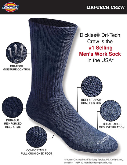 Dickies Men's All Purpose Cushion Crew Socks (6/12 Packs)