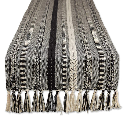 DII Farmhouse Camino de Mesa Trenzado a Rayas - 15x72" - Negro