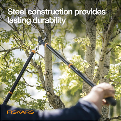 Fiskars - Loppers para Recortar árboles, Resistente, con Mango Extensible (Rango de 24.5 a 37 Pulgadas), Cortador de Ramas de árbol de Hoja de Acero de derivación Afilada de hasta 1.5 Pulgadas de