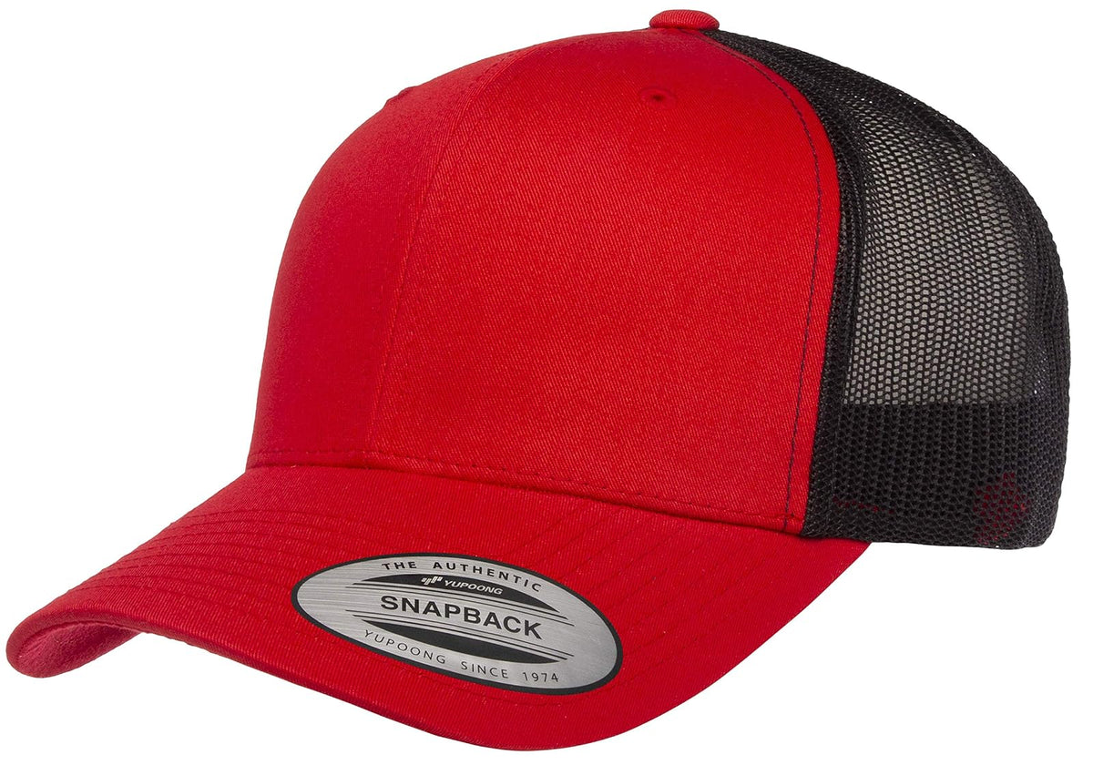 Yupoong Gorra de Camionero Retro. Sombrero para Unisex Adulto - Rojo - Negro - Talla Única