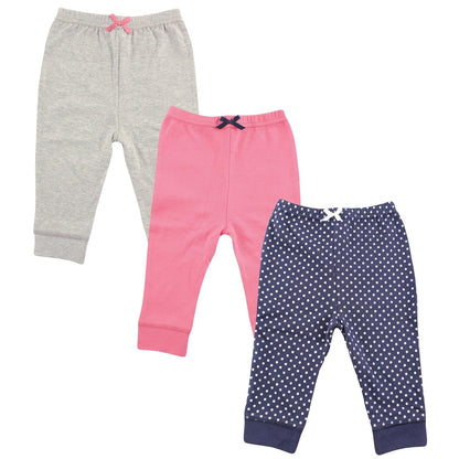 Luvable Friends Paquete de 3 Pantalones con Puño en Cintura y Tobillo, para Bebé - 3 Años - Paquete de 3 lunares azul marino. - 3
