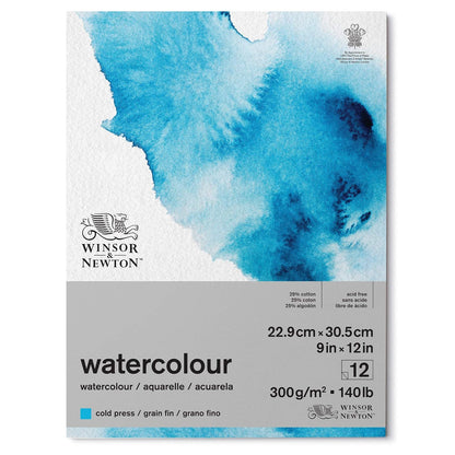 Winsor & Newton Classic - Almohadilla de papel de acuarela, 9 x 12 pulgadas, color blanco natural