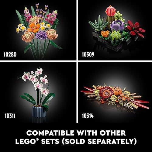 LEGO® Icons 10313 Ramo de Flores Silvestres, Bloques de Construcción para Adultos, Idea Regalo para Mujeres y Hombres, Decoración Hogar u Oficina (939 Piezas)