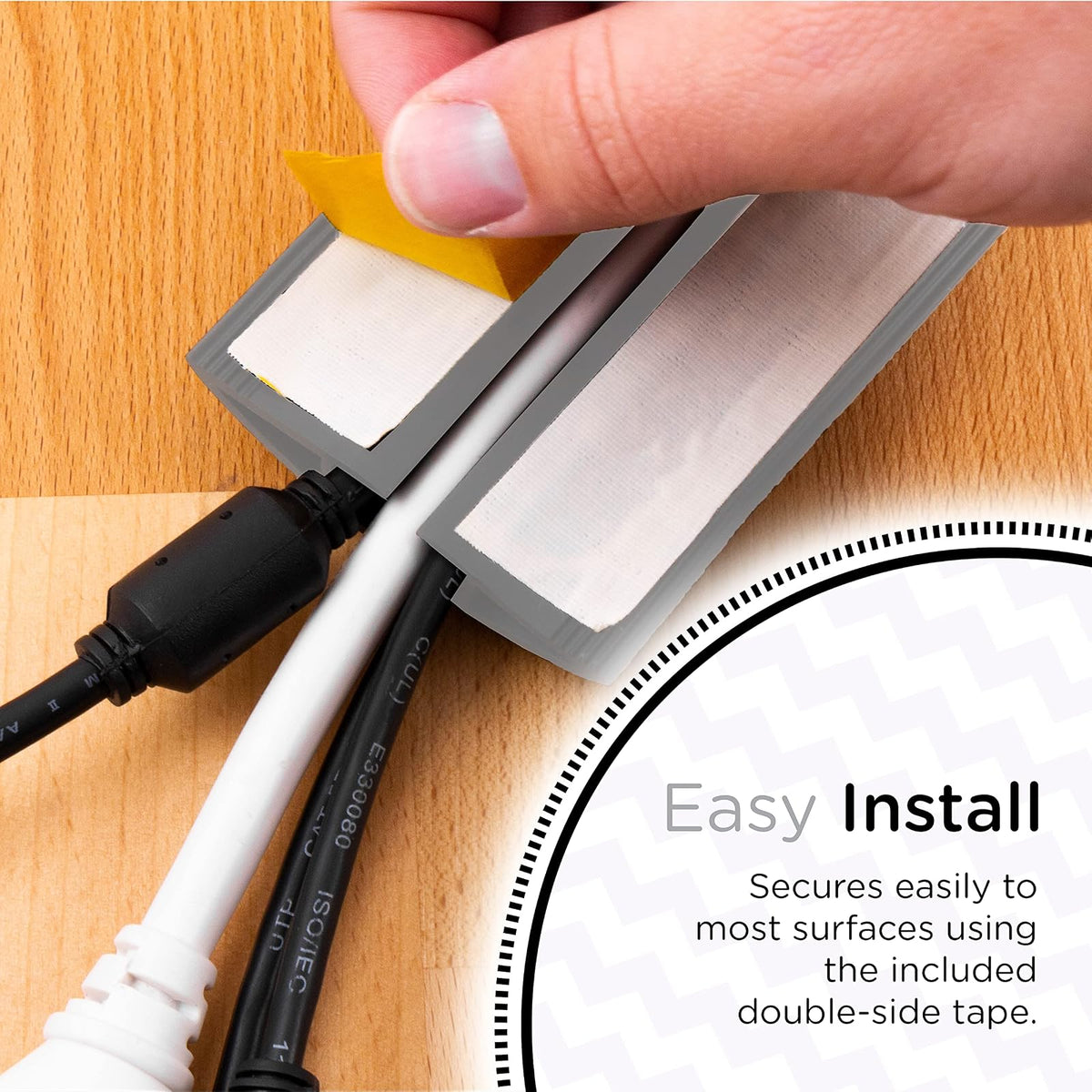Cordinate, Cubierta para Cable de Piso de 1.8 m (6 pies), Protector de Goma, Perfil Bajo, Protector de Cables, Ocultador de Cables, Organizador de Cables, Gris, 47348
